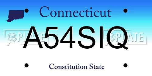A54SIQ Connecticut License Plate