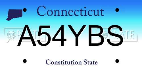 A54YBS Connecticut License Plate