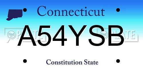 A54YSB Connecticut License Plate