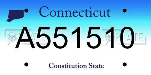 A551510 Connecticut License Plate