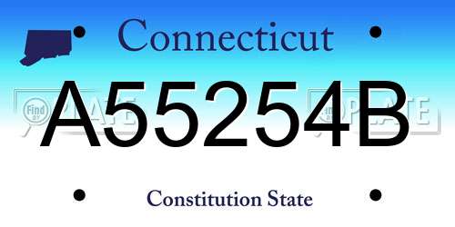 A55254B Connecticut License Plate