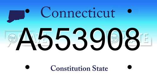 A553908 Connecticut License Plate