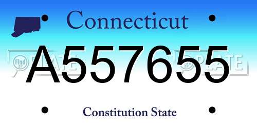 A557655 Connecticut License Plate