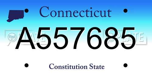 A557685 Connecticut License Plate