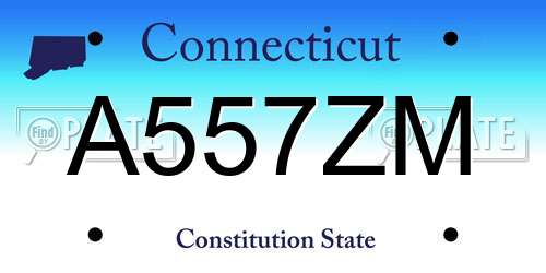 A557ZM Connecticut License Plate