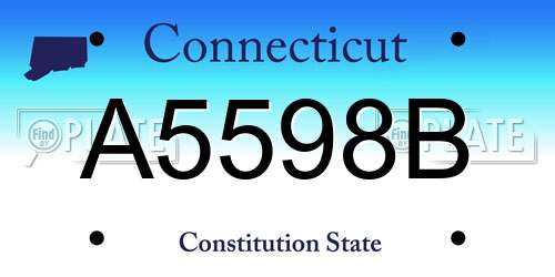 A5598B Connecticut License Plate