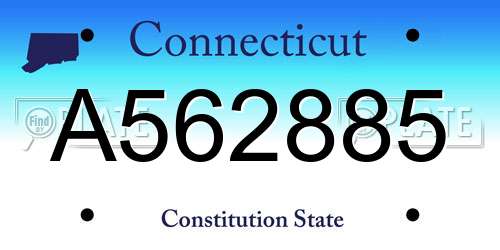 A562885 Connecticut License Plate