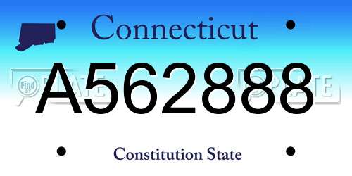 A562888 Connecticut License Plate