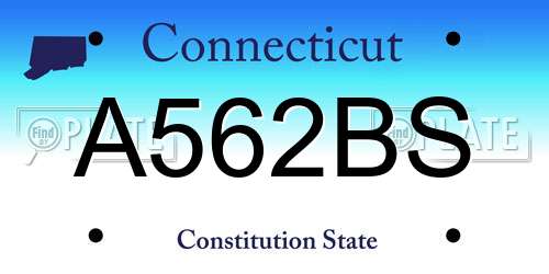 A562BS Connecticut License Plate