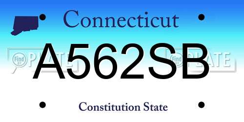 A562SB Connecticut License Plate