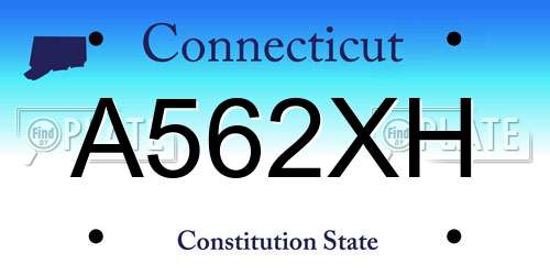 A562XH Connecticut License Plate