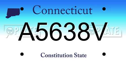 A5638V Connecticut License Plate