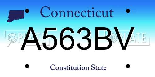 A563BV Connecticut License Plate