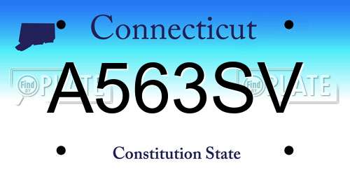 A563SV Connecticut License Plate