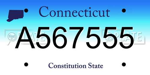 A567555 Connecticut License Plate