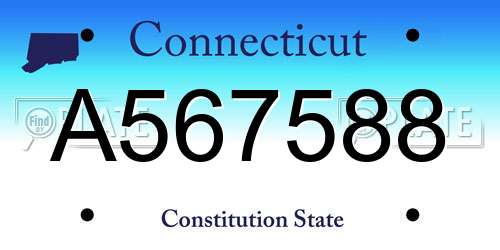 A567588 Connecticut License Plate