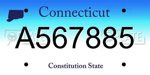 A567885 Connecticut License Plate