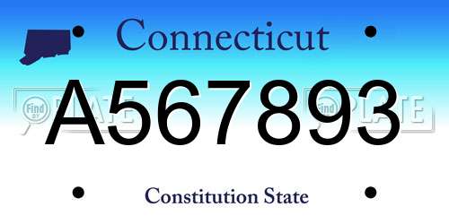A567893 Connecticut License Plate