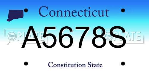 A5678S Connecticut License Plate