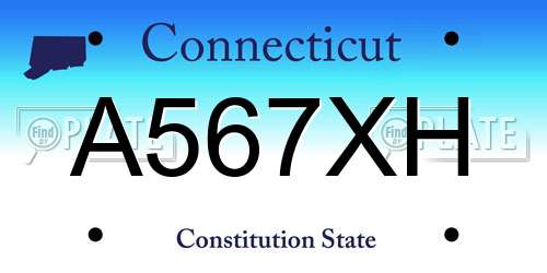 A567XH Connecticut License Plate