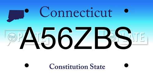 A56ZBS Connecticut License Plate