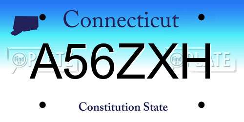A56ZXH Connecticut License Plate