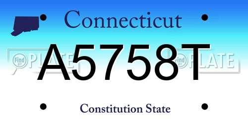 A5758T Connecticut License Plate