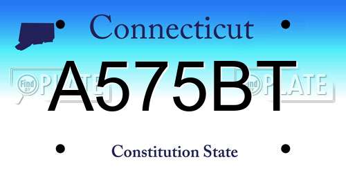 A575BT Connecticut License Plate