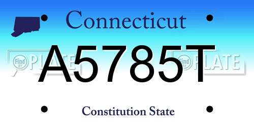 A5785T Connecticut License Plate