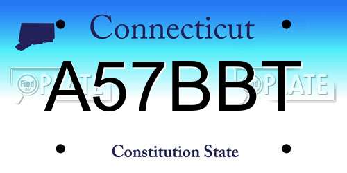 A57BBT Connecticut License Plate