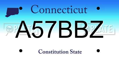 A57BBZ Connecticut License Plate