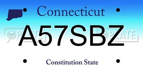 A57SBZ Connecticut License Plate