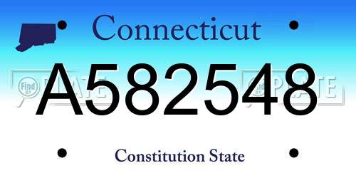 A582548 Connecticut License Plate
