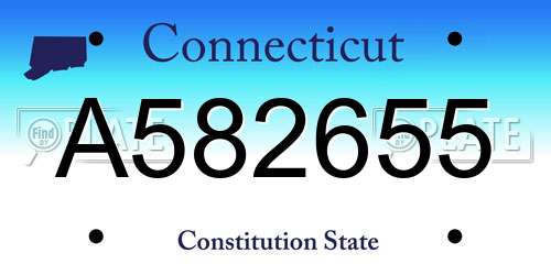 A582655 Connecticut License Plate