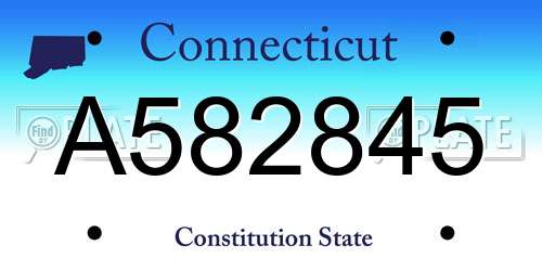 A582845 Connecticut License Plate