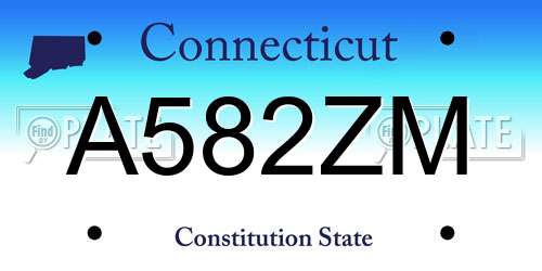 A582ZM Connecticut License Plate