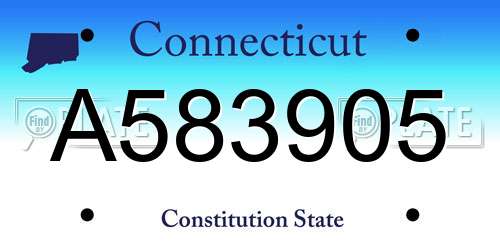A583905 Connecticut License Plate