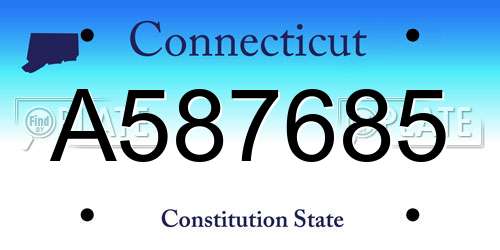 A587685 Connecticut License Plate