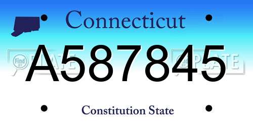 A587845 Connecticut License Plate