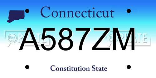 A587ZM Connecticut License Plate