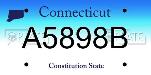 A5898B Connecticut License Plate