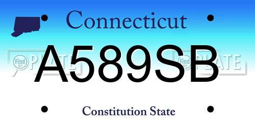 A589SB Connecticut License Plate
