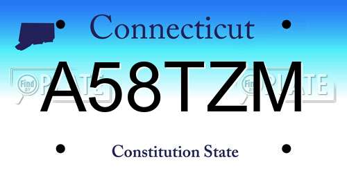 A58TZM Connecticut License Plate