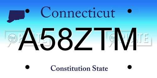A58ZTM Connecticut License Plate