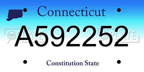A592252 Connecticut License Plate