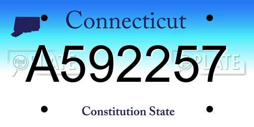 A592257 Connecticut License Plate