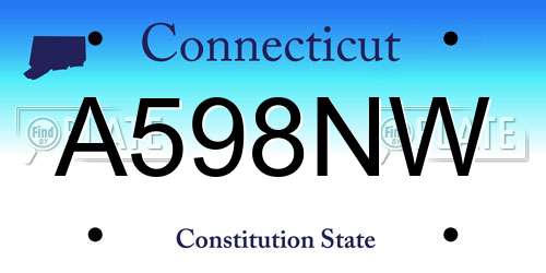 A598NW Connecticut License Plate