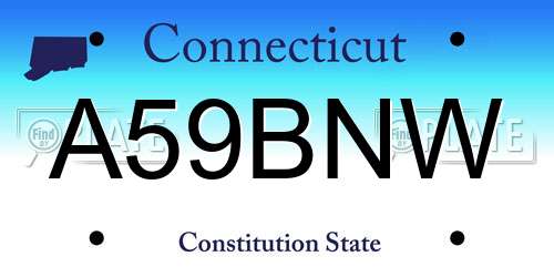 A59BNW Connecticut License Plate