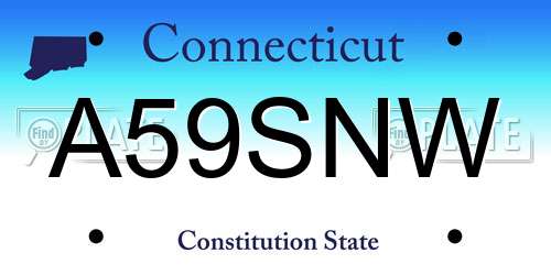 A59SNW Connecticut License Plate