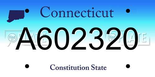 A602320 Connecticut License Plate